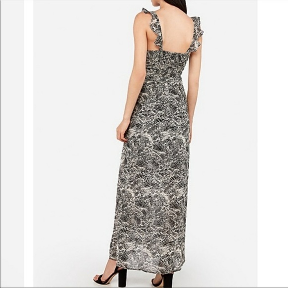 Express snakeskin print sash tie ruffle maxi dress - Picture 4 of 4